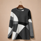 Women's loose sweater geometric patchwork design Fashion Grand