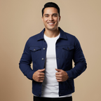 Men's Casual Black Solid Denim Jacket Fashion Grand