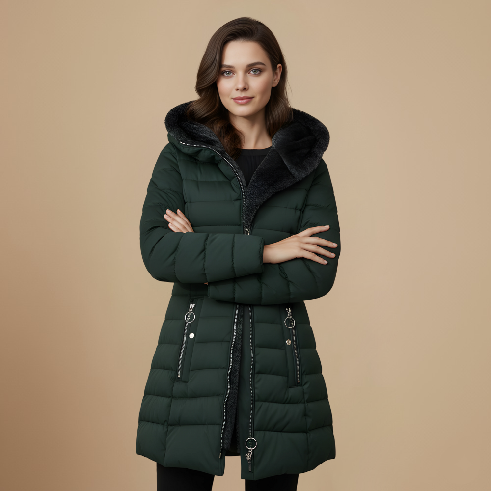 Hooded Quilted Fur Lined Winter Jacket Fashion Grand