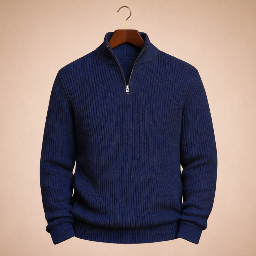 Men's casual zip turtleneck knitted pullover jumper Fashion Grand