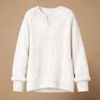 Women's oversized v-neck thick cable sweater Fashion Grand