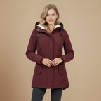 Women's Warm Parka Jacket with Hood and Fleece Lining Fashion Grand
