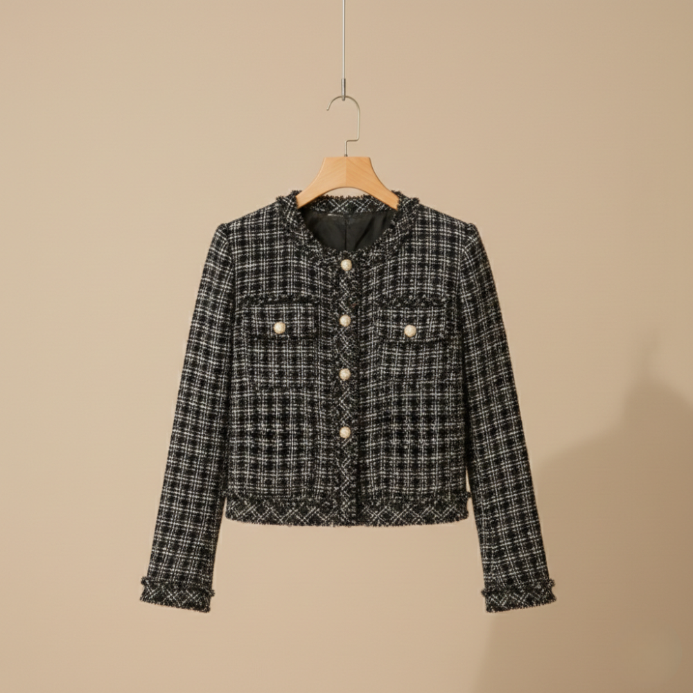 Women’s elegant tweed long sleeve coat Fashion Grand