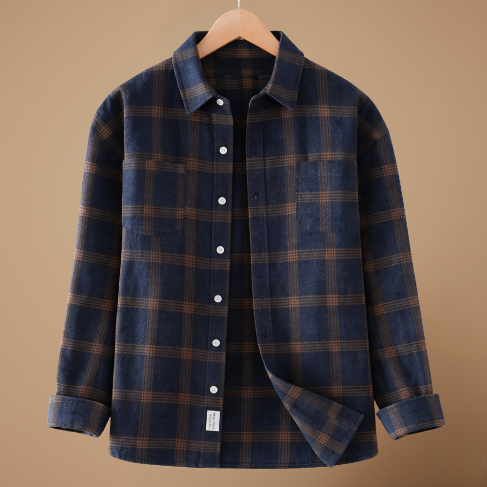 Men's plaid long sleeve shirt with button front closure Fashion Grand