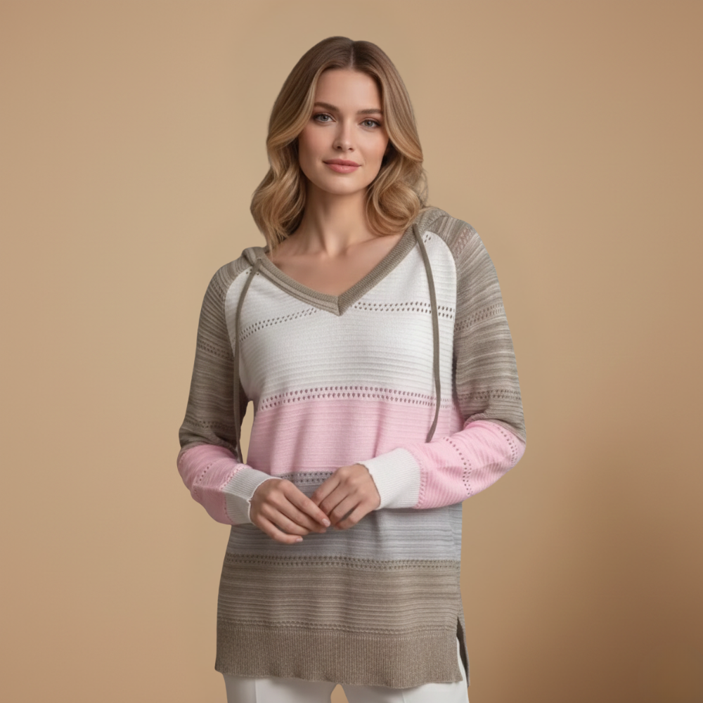 Women’s hooded long sleeve crochet pullover jumper Fashion Grand