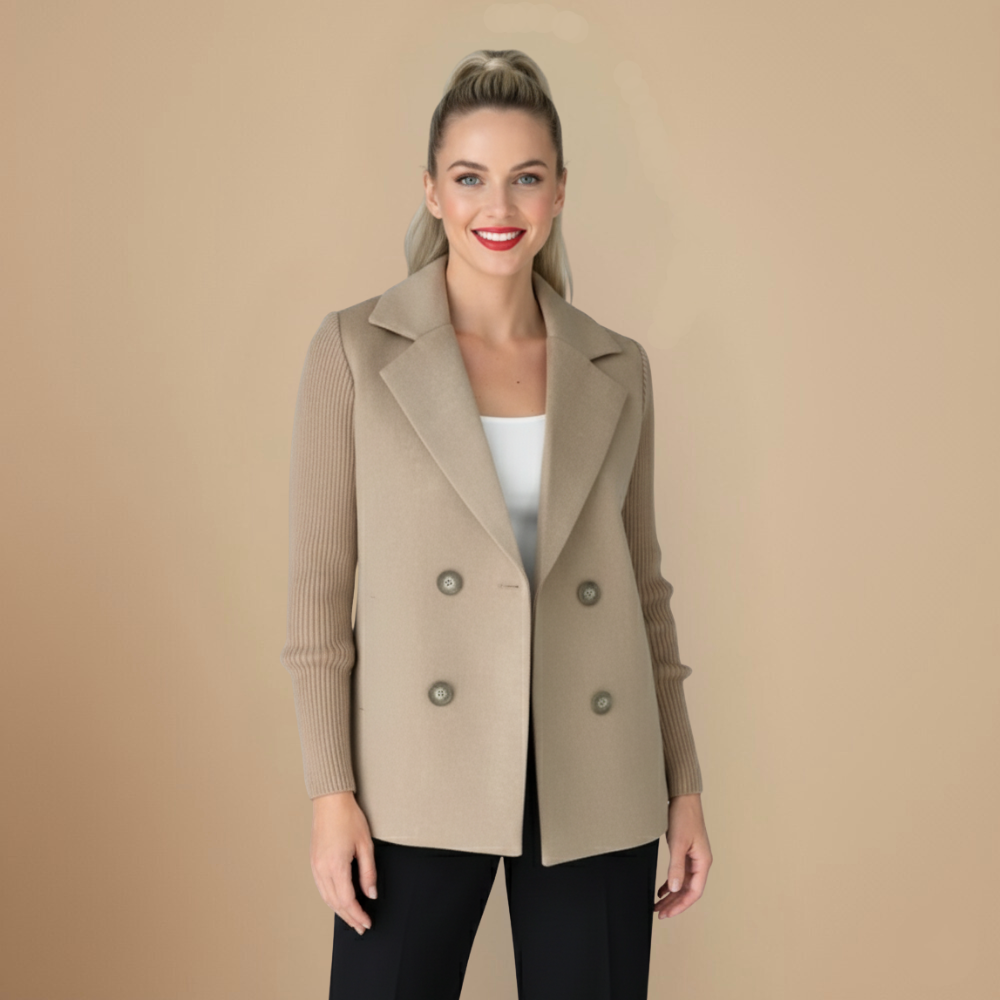 Wool Blend Double-Breasted Women's Blazer Fashion Grand