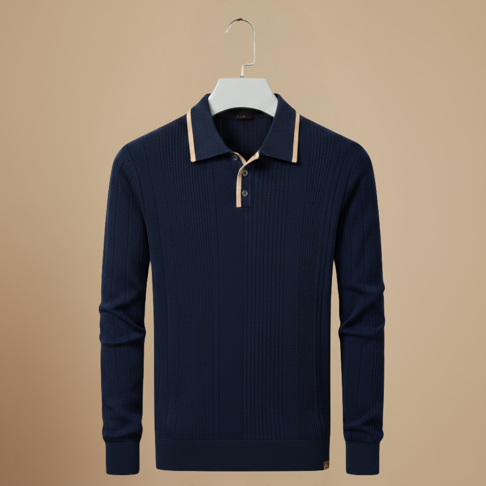 Men's button collar long sleeve polo shirt Fashion Grand