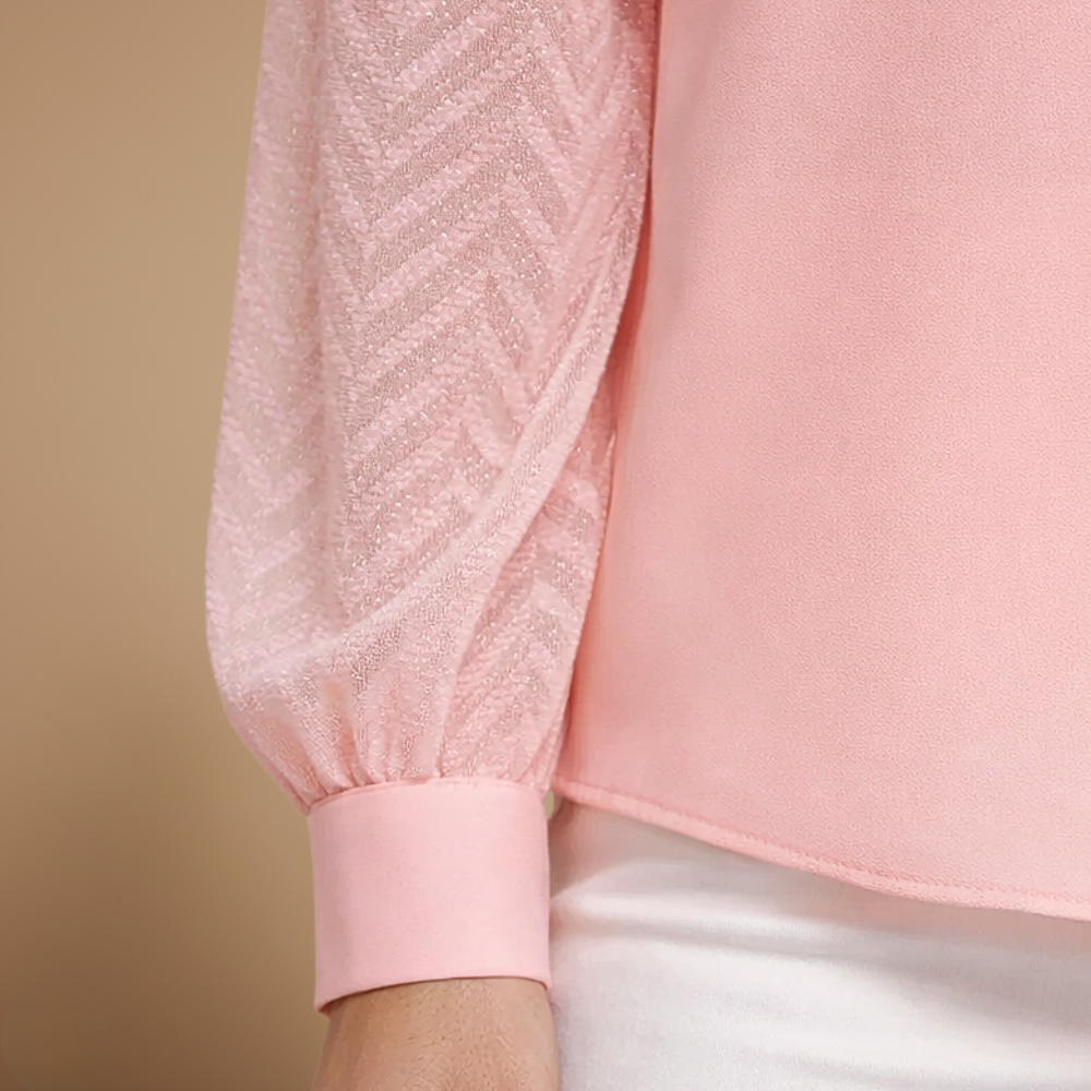 Women's v-neck long sleeve detail blouse Fashion Grand