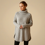 Elegant Roll Neck Knitted Tunic Sweater Fashion Grand