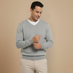 Men V-Neck Cotton Knit Sweater Fashion Grand