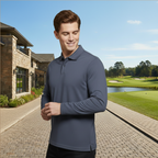 Men's long sleeve polo shirt with turned-down collar Fashion Grand