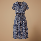 Women’s short sleeve belted midi summer dress Fashion Grand