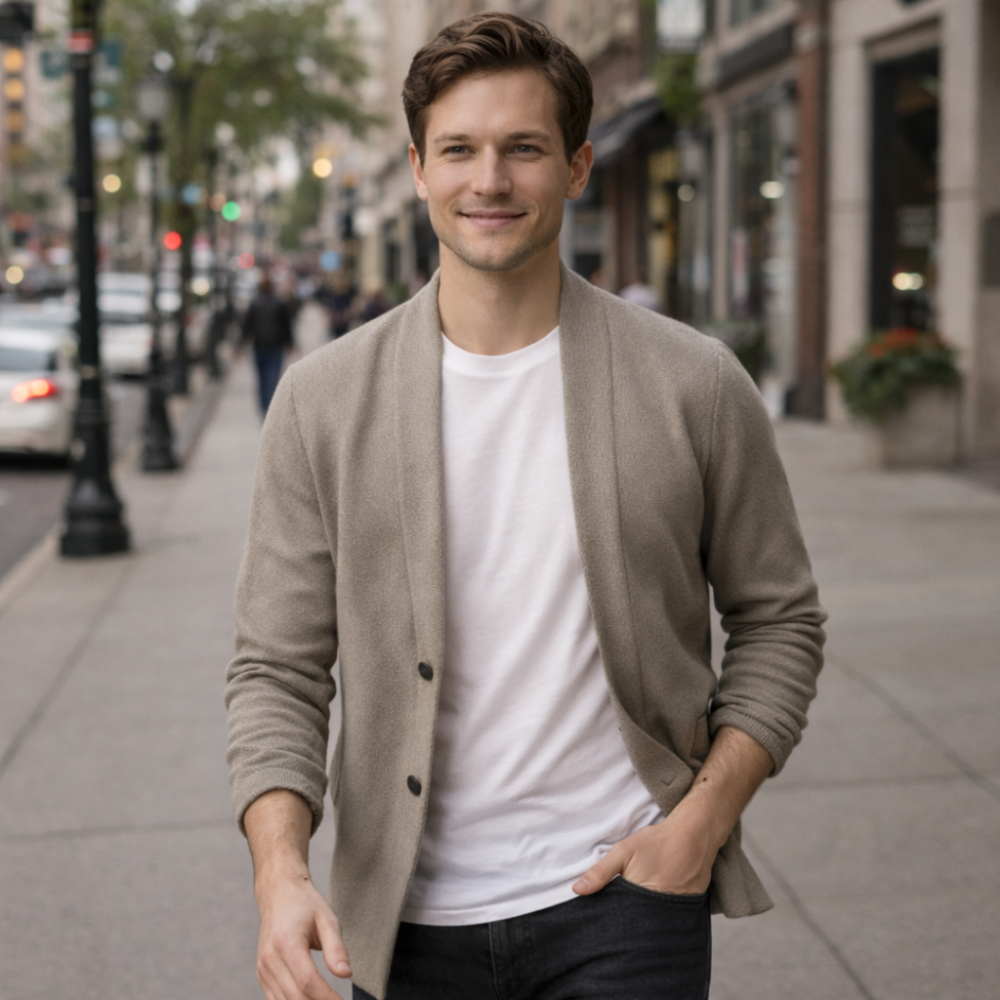 Men’s casual button up cardigan Fashion Grand