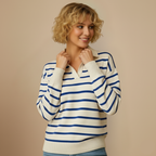 Women's Striped Polo Collar Knit Jumper Fashion Grand