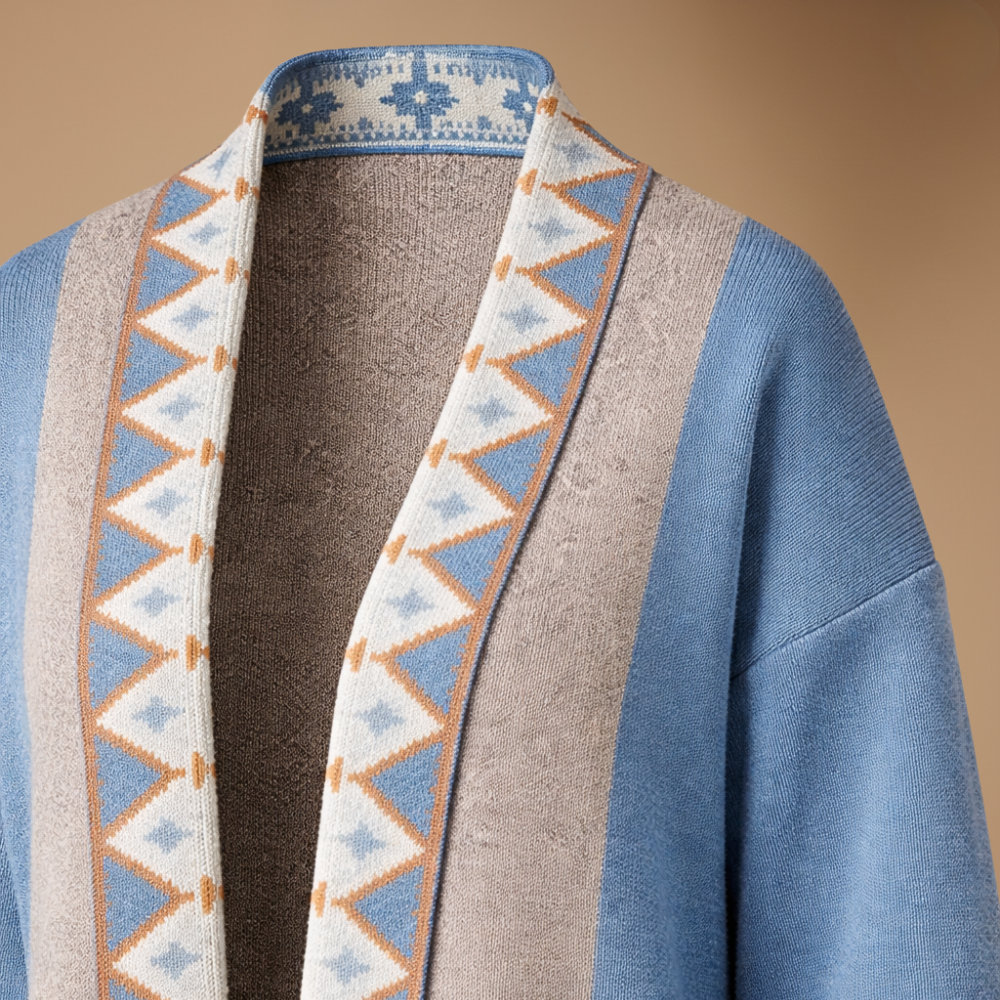 Women's open-front mid-length patterned cardigan Fashion Grand