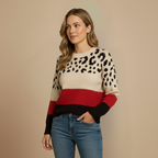 Women's Leopard Print Color Block Sweater Fashion Grand