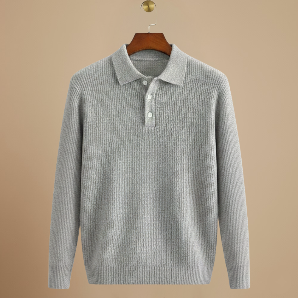 Men's polo collar knitted long sleeve pullover sweater Fashion Grand