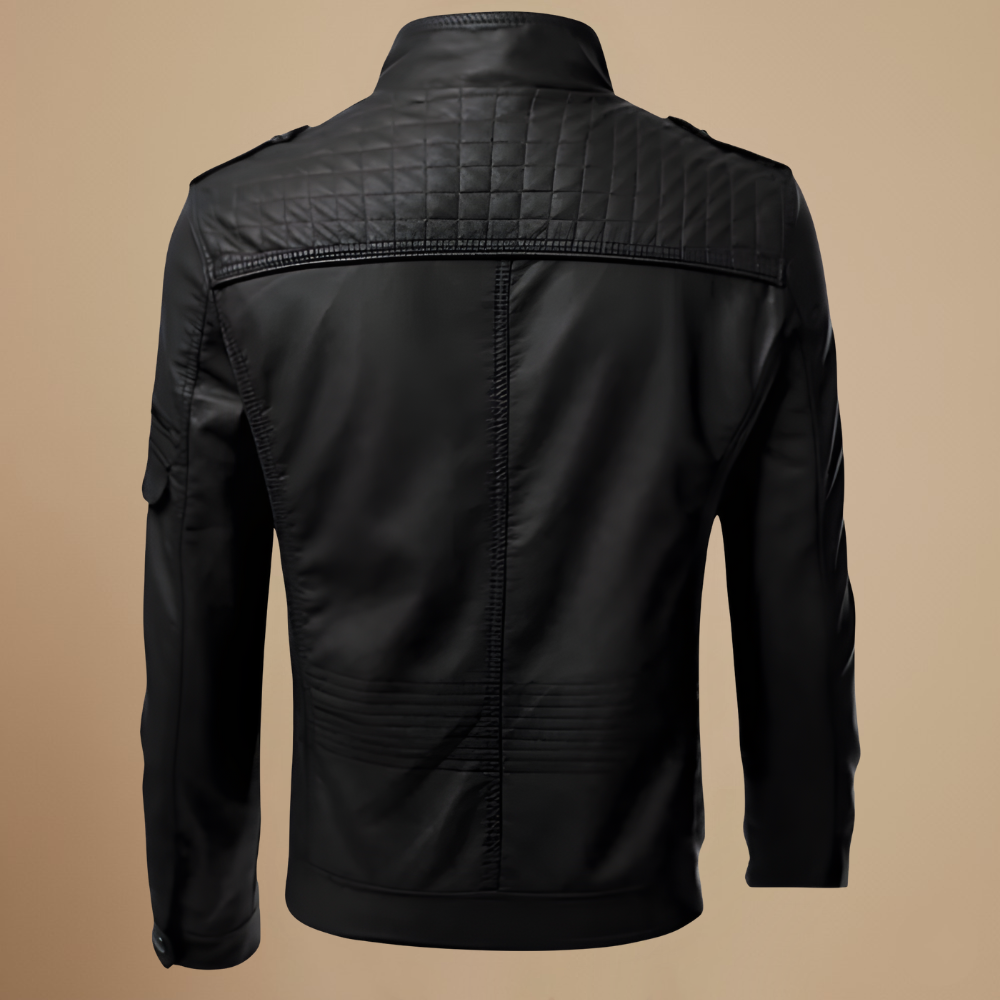 Slim Fit Zip-Up Motorcycle Jacket for Men Fashion Grand