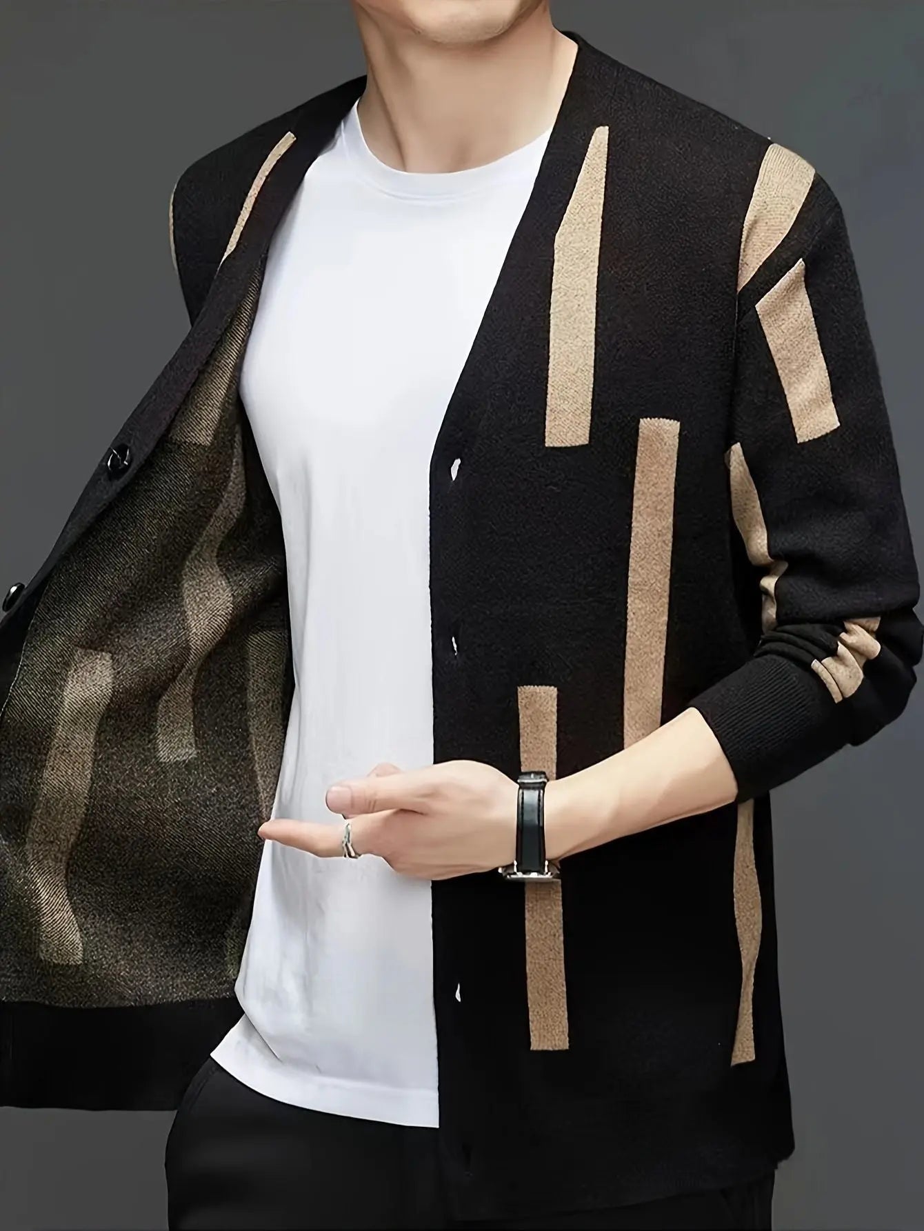 Men's V-Neck Knit Cardigan Fashion Grand