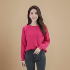 Loose Fit Round Neck Pullover Sweater for Women Fashion Grand