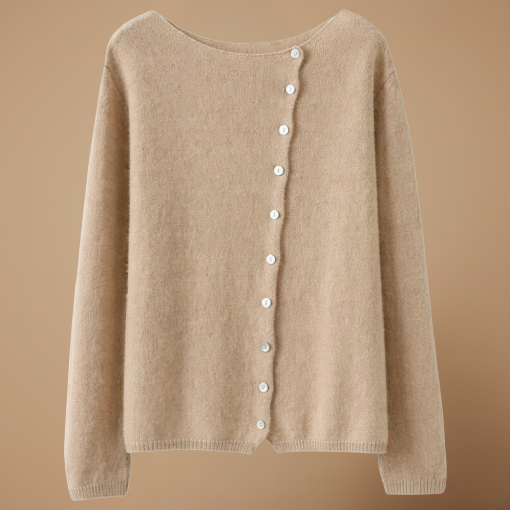 Women’s asymmetric buttoned design knitted jumper Fashion Grand