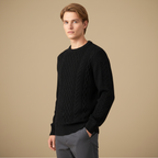 Men Relaxed Cable Knit Round Neck Sweater Fashion Grand