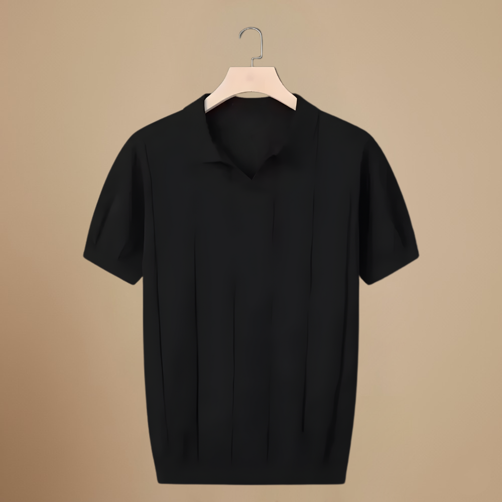 Men's short sleeved knitted v-neck polo shirt Fashion Grand