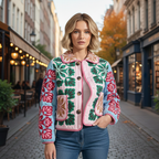 Women's floral print quilted cardigan Fashion Grand