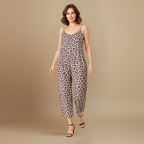 Women’s casual chic leopard print wide leg jumpsuit Fashion Grand