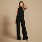 Women Elegant High Neck Wide Leg Jumpsuit Fashion Grand