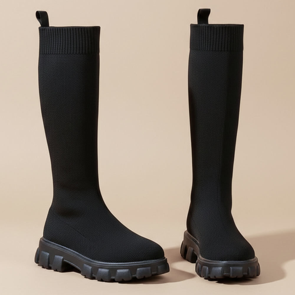 Women's elasticated mid calf boots Fashion Grand