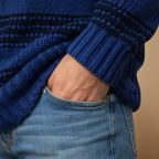 Men's striped crew neck stretch pullover sweater Fashion Grand