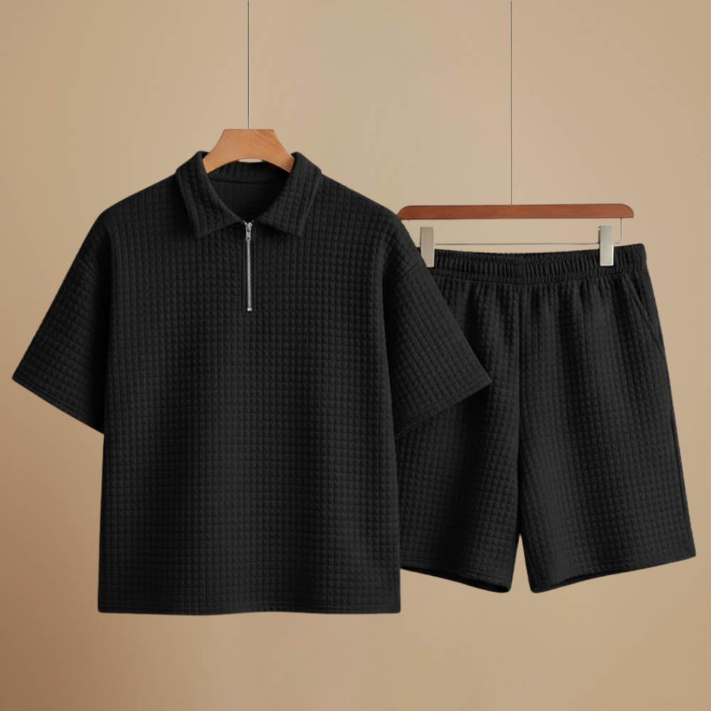 Men's casual short sleeve textured set Fashion Grand