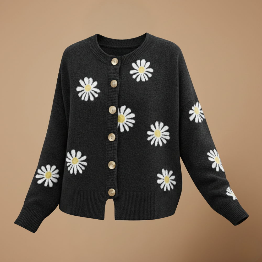 Women's floral embroidered button-up cardigan Fashion Grand
