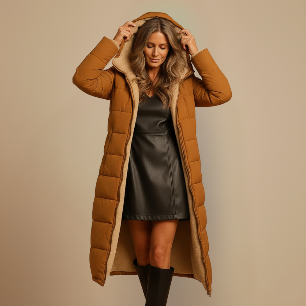 Sleek Long Hooded Winter Coat for Women Fashion Grand
