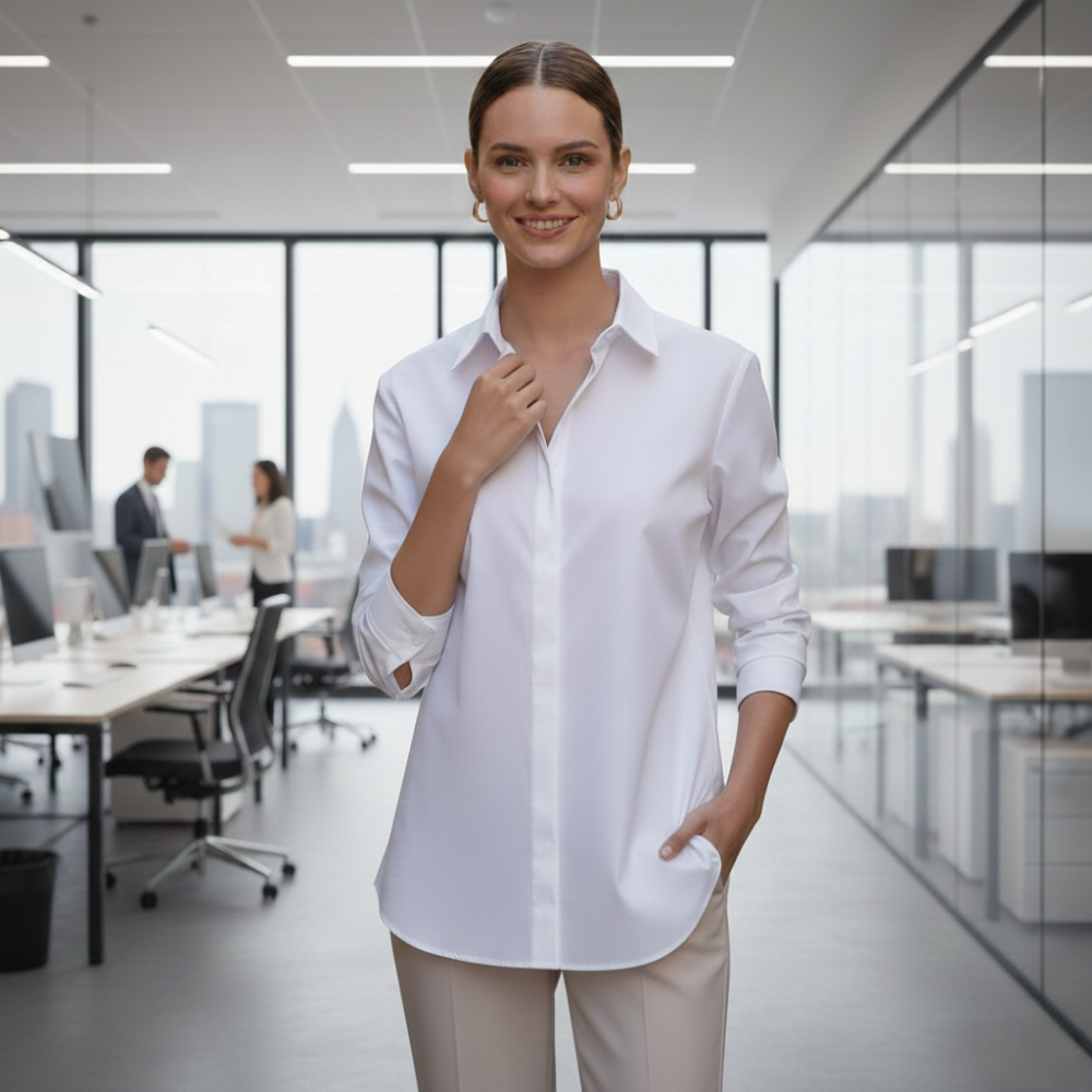 Women's elegant v-neck button up shirts