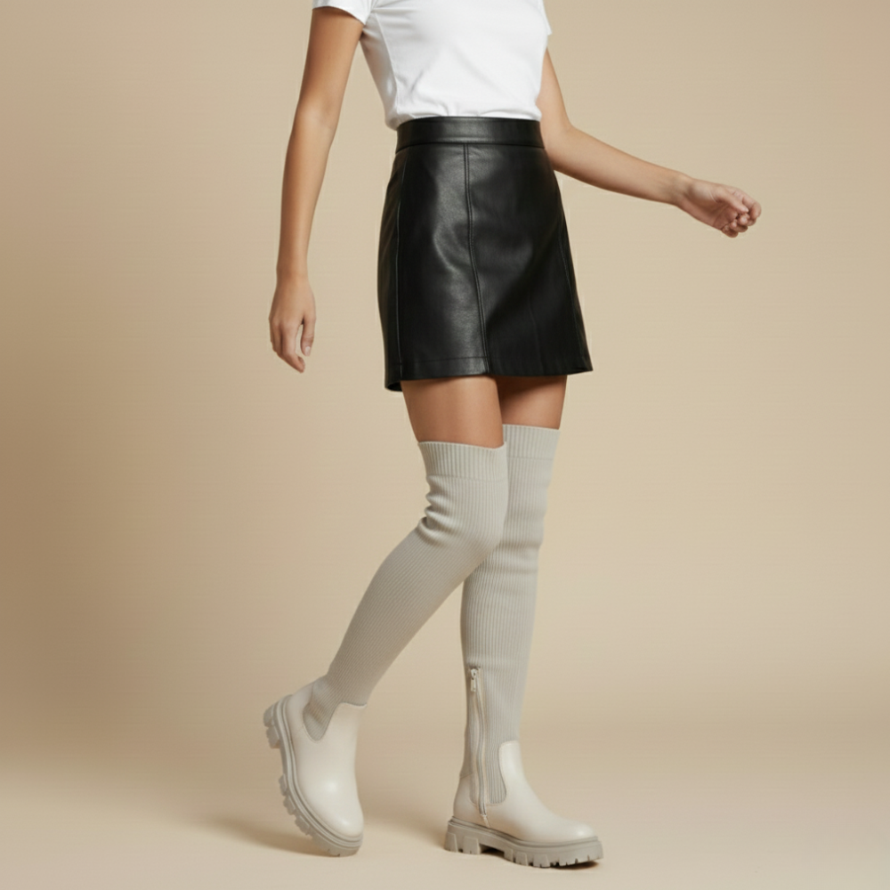 Women's knitted overknee boots