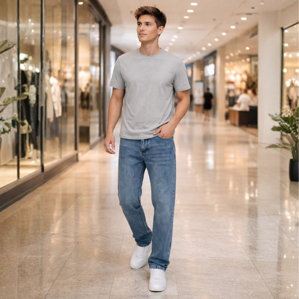 Men's classic straight leg denim jeans Fashion Grand