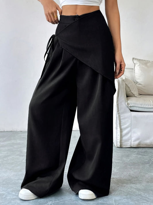 Women's Straight-Leg Drawstring Casual Trousers Fashion Grand