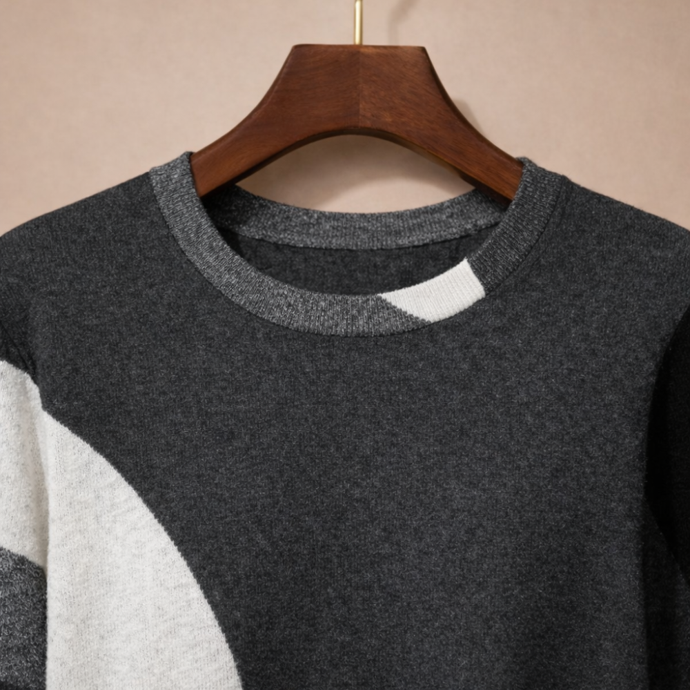 Women's loose sweater geometric patchwork design Fashion Grand