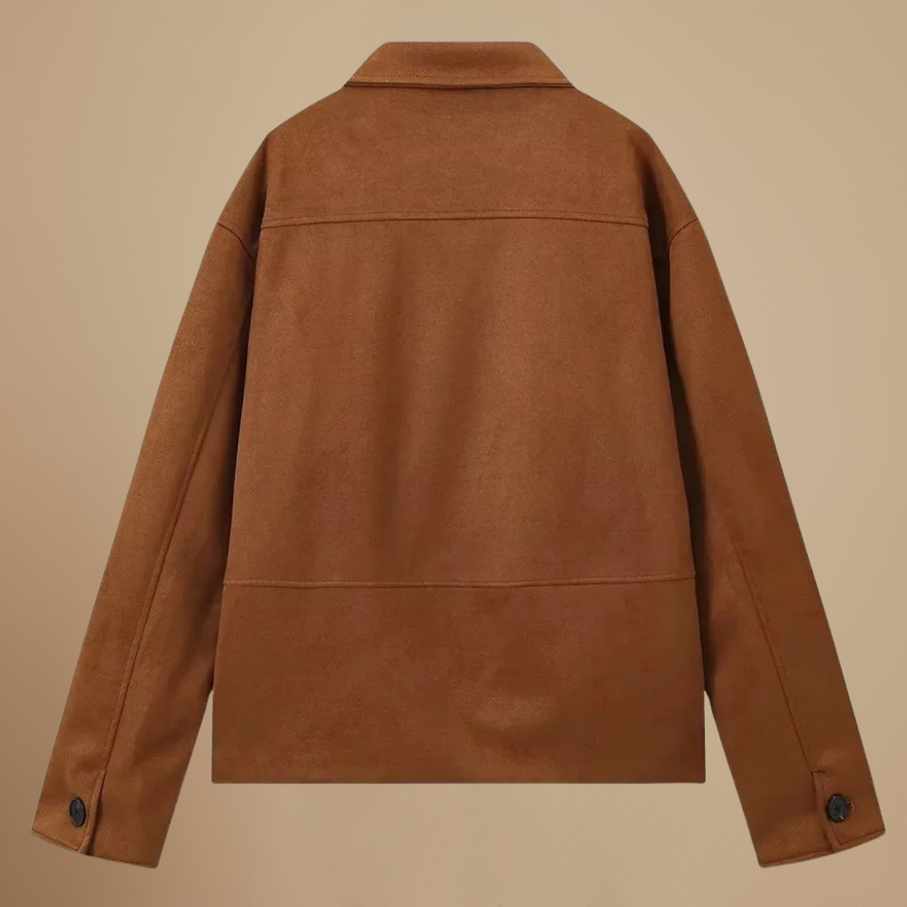 Women's brown lapel coat with pockets Fashion Grand