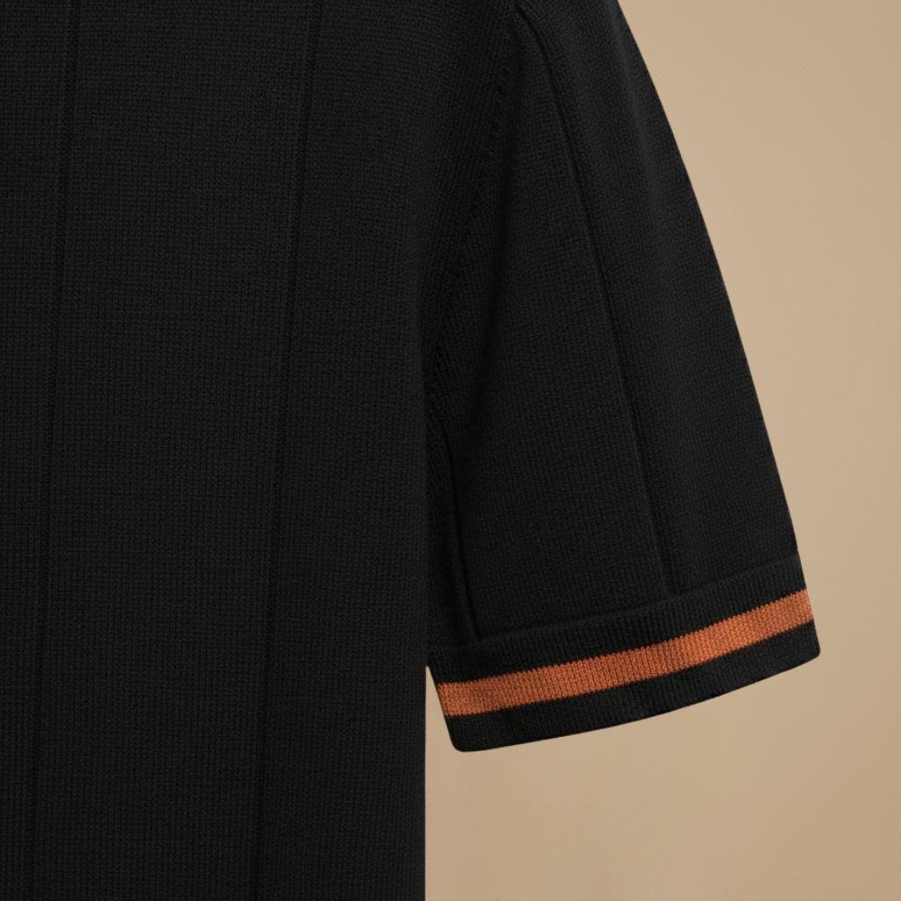 Men's quarter zip-up slim fit solid polo shirt Fashion Grand