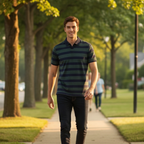 Men's striped v neck short sleeve polo shirt Fashion Grand