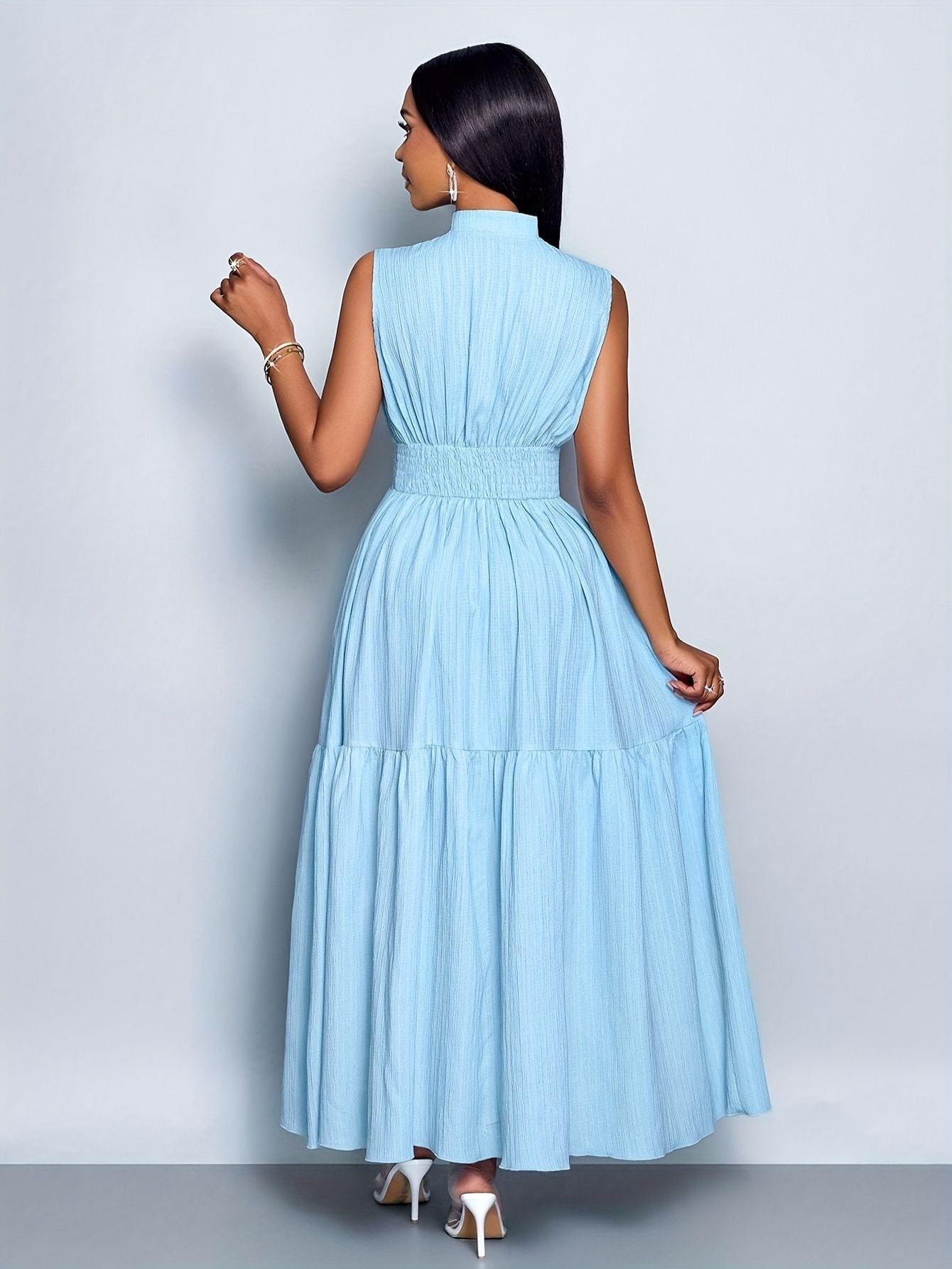 Women's Textured Sleeveless Maxi Dress Fashion Grand