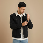 Men's Fleece Lined Warm Denim Trucker Jacket Fashion Grand