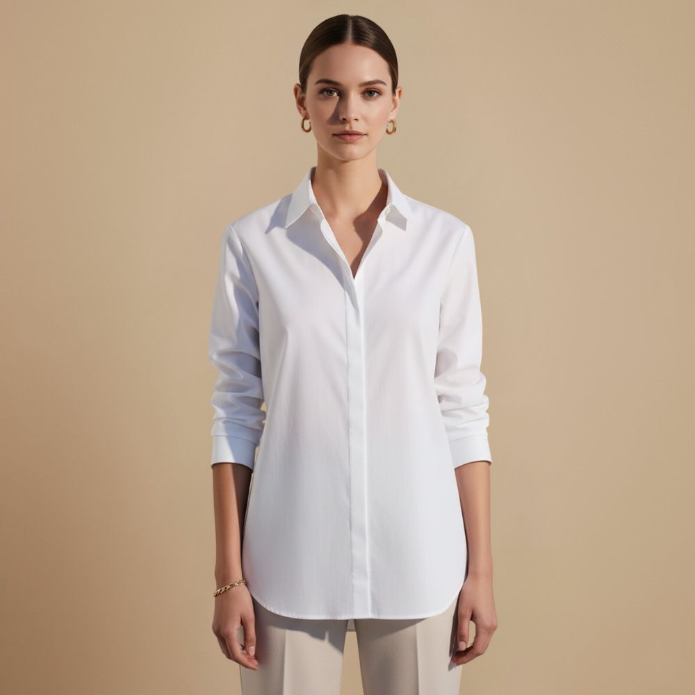 V-Neck Long Sleeve Button Blouse Fashion Grand