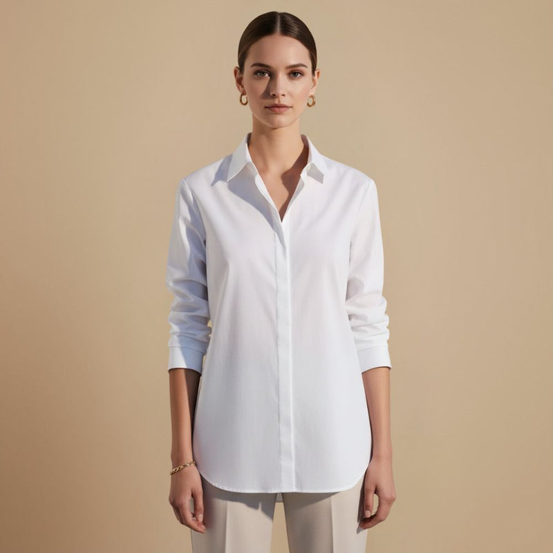 V-Neck Long Sleeve Button Blouse Fashion Grand