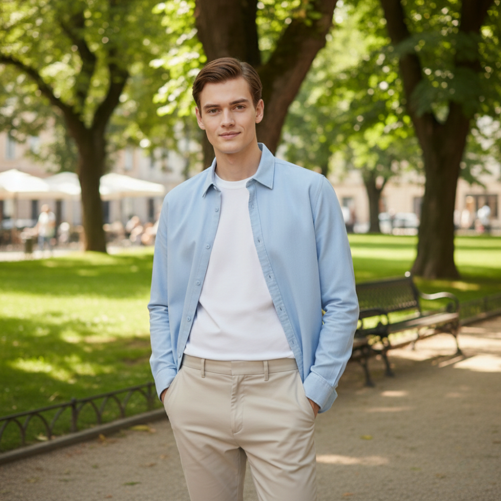 Men's vintage spring long-sleeve shirt