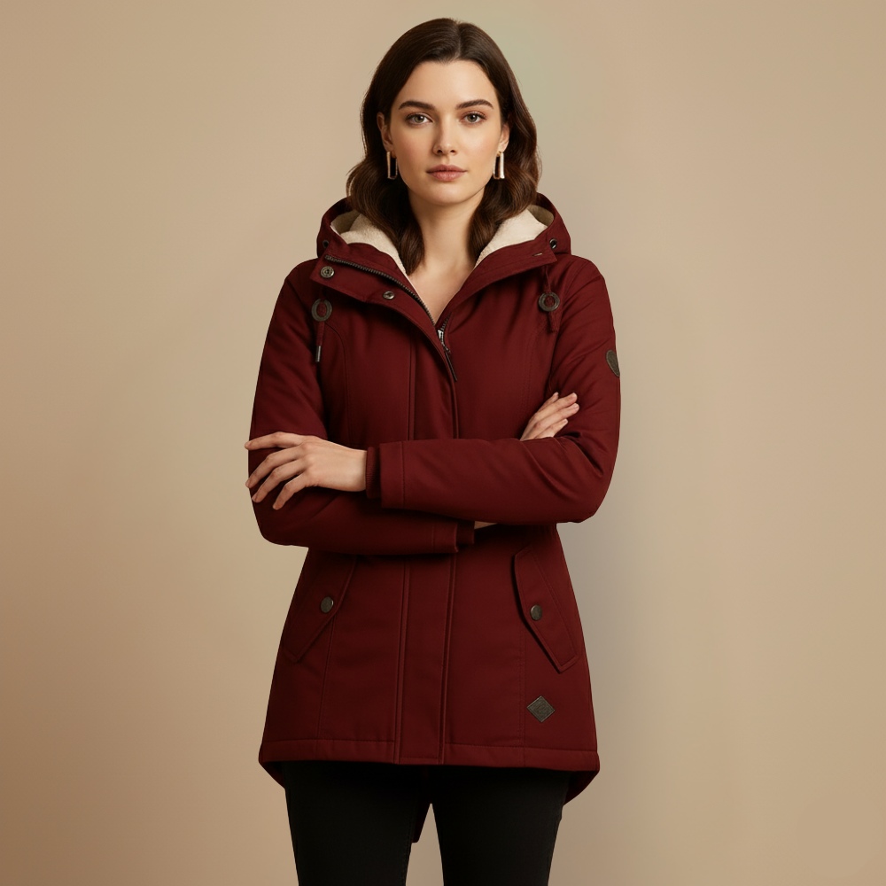 Warm women's parka with hood and fleece lining Fashion Grand