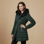 Hooded Quilted Fur Lined Winter Jacket Fashion Grand
